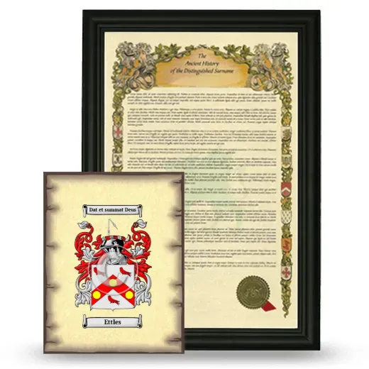 Ettles Framed History and Coat of Arms Print - Black