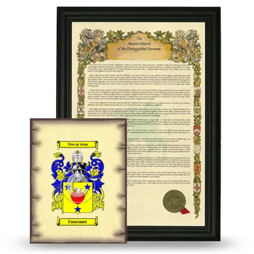 Fauconer Framed History and Coat of Arms Print - Black