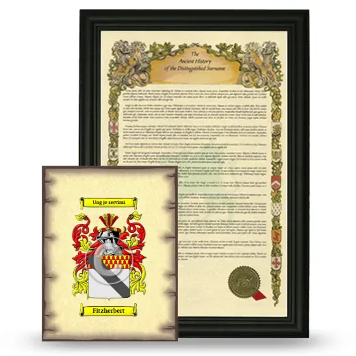 Fitzherbert Framed History and Coat of Arms Print - Black