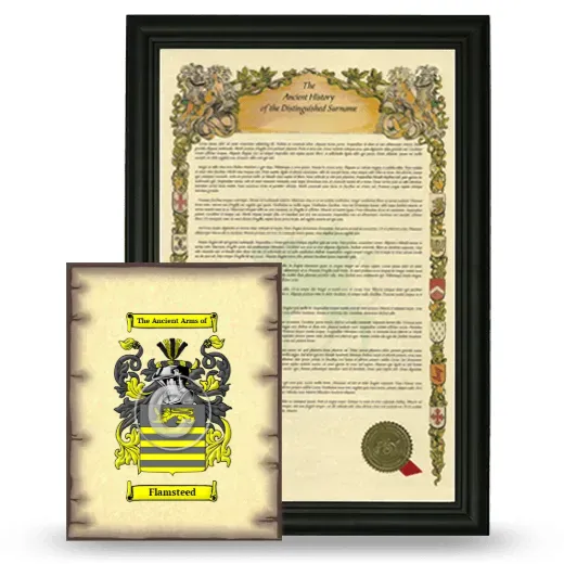 Flamsteed Framed History and Coat of Arms Print - Black