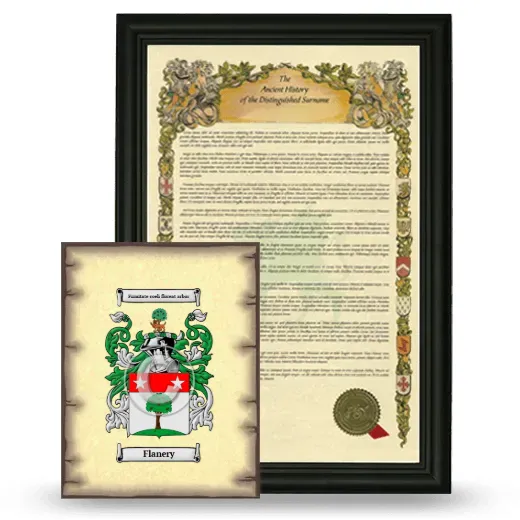 Flanery Framed History and Coat of Arms Print - Black