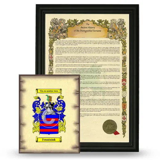 Fountaink Framed History and Coat of Arms Print - Black