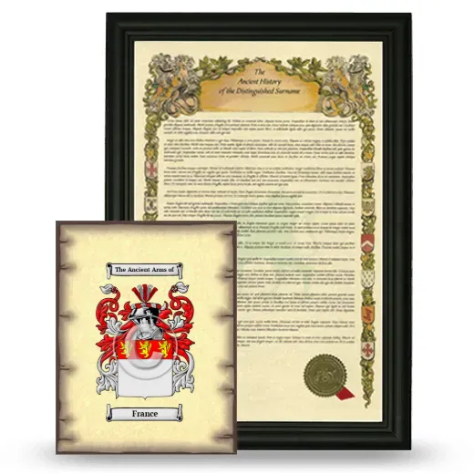 France Framed History and Coat of Arms Print - Black