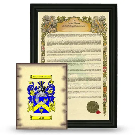 Gage Framed History and Coat of Arms Print - Black