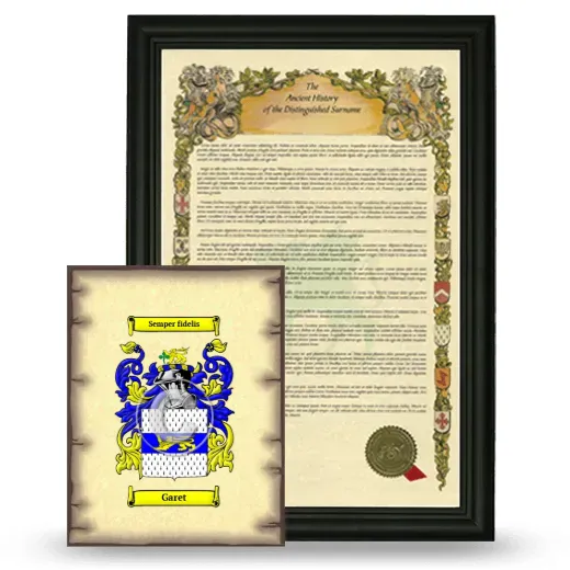 Garet Framed History and Coat of Arms Print - Black