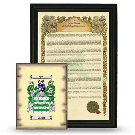 Gasgal Framed History and Coat of Arms Print - Black
