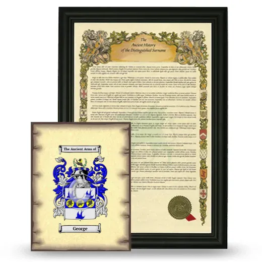 George Framed History and Coat of Arms Print - Black