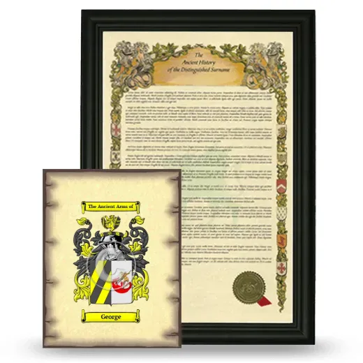 George Framed History and Coat of Arms Print - Black