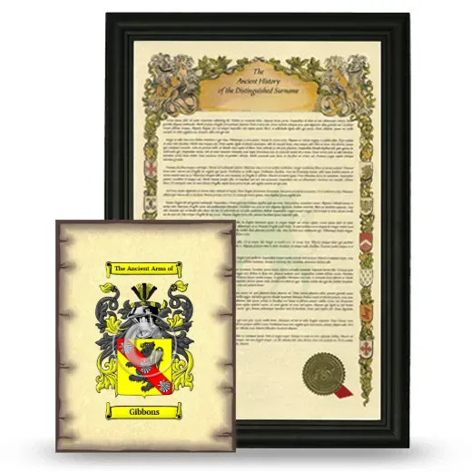 Gibbons Framed History and Coat of Arms Print - Black
