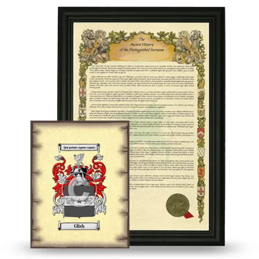 Glish Framed History and Coat of Arms Print - Black