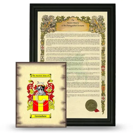 Greenshaw Framed History and Coat of Arms Print - Black