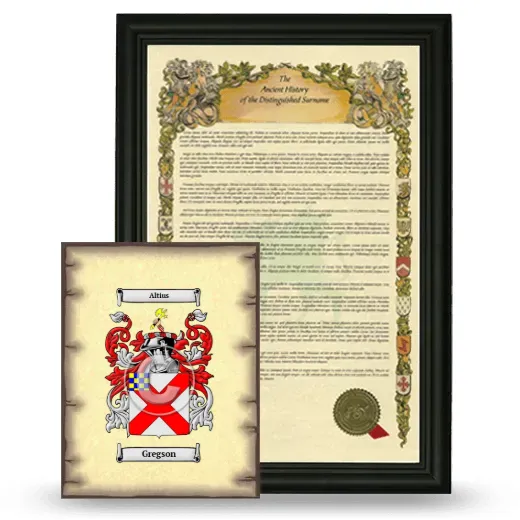 Gregson Framed History and Coat of Arms Print - Black