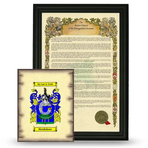 Hawkshore Framed History and Coat of Arms Print - Black