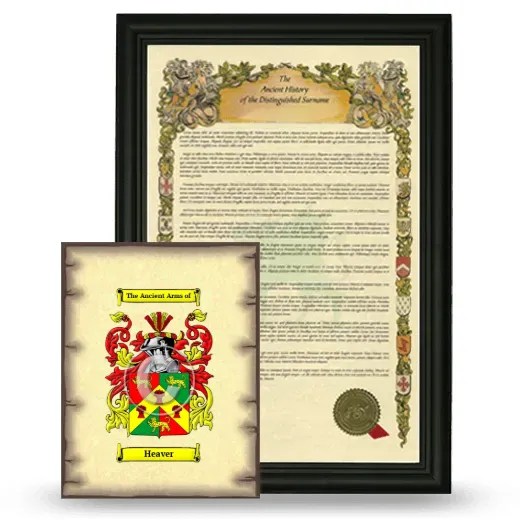Heaver Framed History and Coat of Arms Print - Black