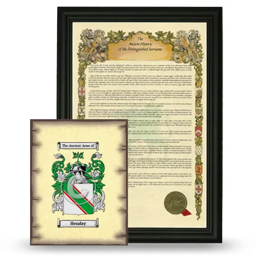 Henday Framed History and Coat of Arms Print - Black