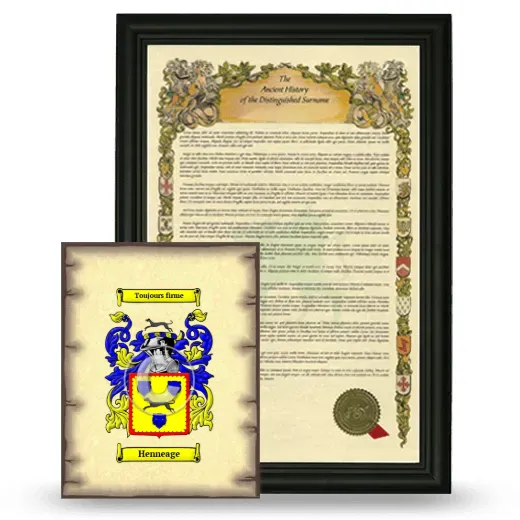 Henneage Framed History and Coat of Arms Print - Black