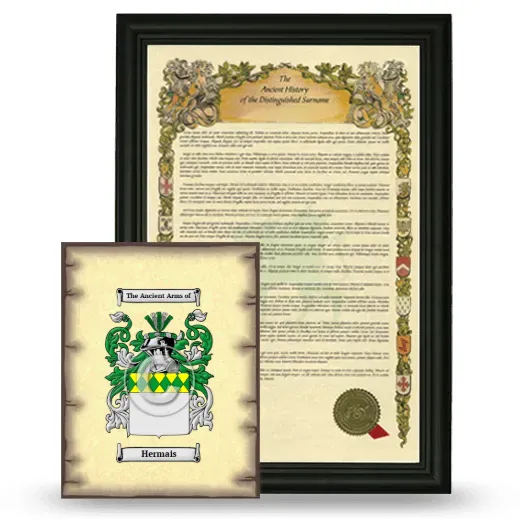 Hermais Framed History and Coat of Arms Print - Black