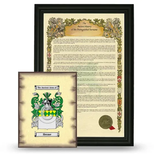 Herme Framed History and Coat of Arms Print - Black