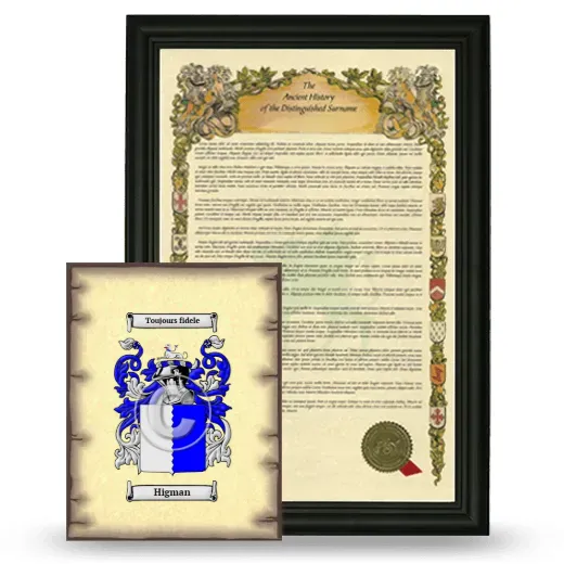 Higman Framed History and Coat of Arms Print - Black