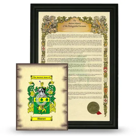 Hineart Framed History and Coat of Arms Print - Black
