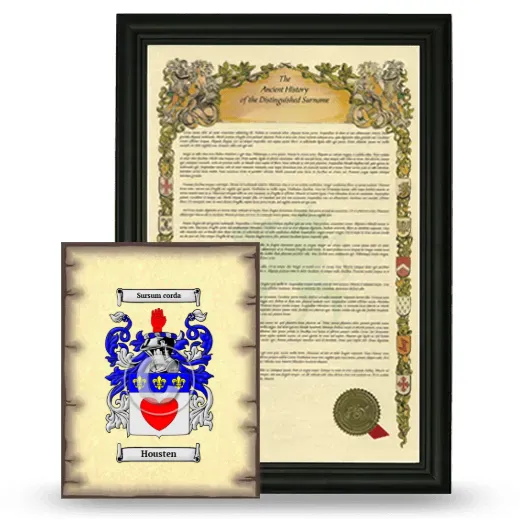 Housten Framed History and Coat of Arms Print - Black