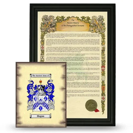 Hugon Framed History and Coat of Arms Print - Black