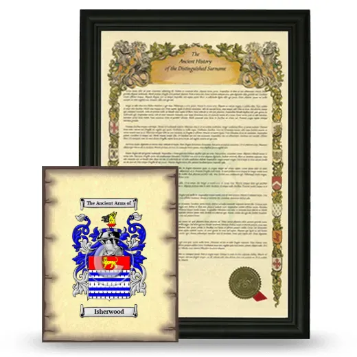 Isherwood Framed History and Coat of Arms Print - Black