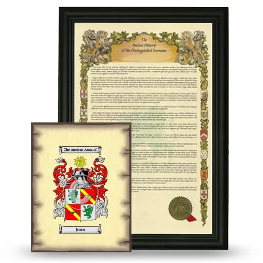 Joun Framed History and Coat of Arms Print - Black