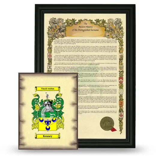 Kenney Framed History and Coat of Arms Print - Black