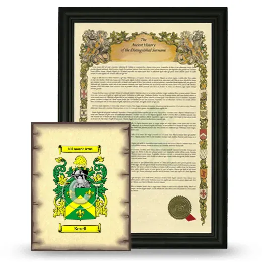Kerell Framed History and Coat of Arms Print - Black