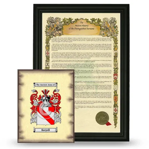 Keryell Framed History and Coat of Arms Print - Black