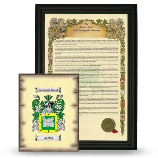 La'casa Framed History and Coat of Arms Print - Black