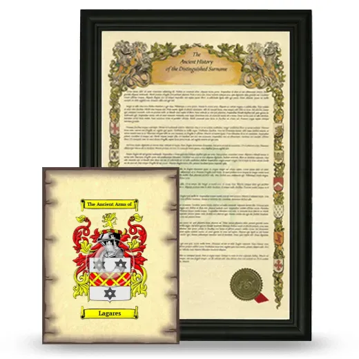 Lagares Framed History and Coat of Arms Print - Black