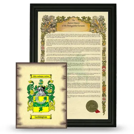 Lashington Framed History and Coat of Arms Print - Black