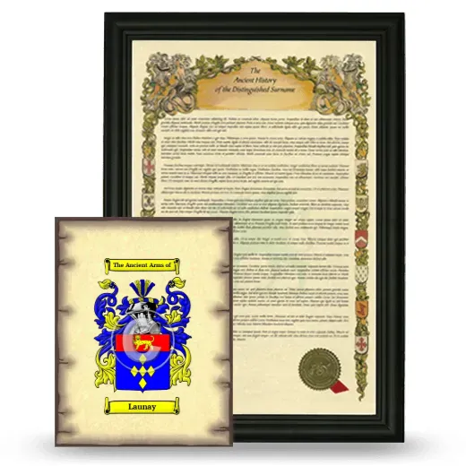 Launay Framed History and Coat of Arms Print - Black