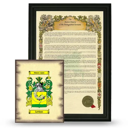 Lavinas Framed History and Coat of Arms Print - Black