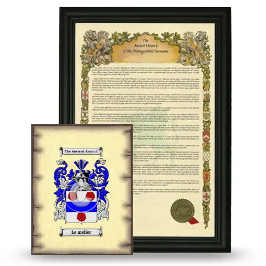 Le melier Framed History and Coat of Arms Print - Black