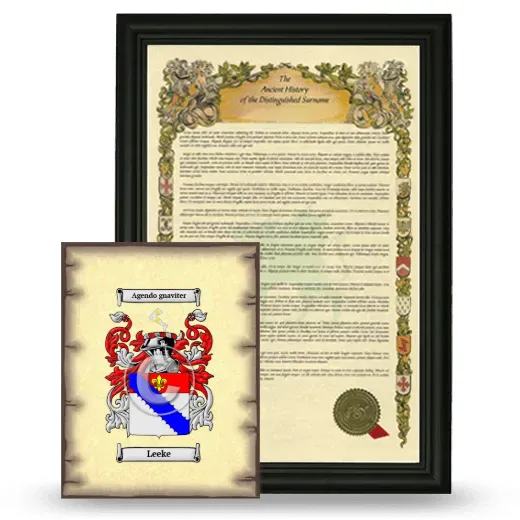 Leeke Framed History and Coat of Arms Print - Black