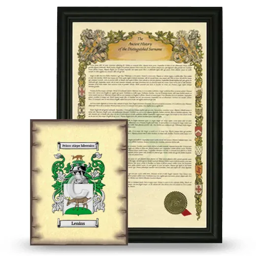 Lenins Framed History and Coat of Arms Print - Black