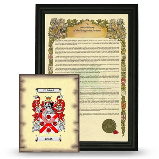 Lenox Framed History and Coat of Arms Print - Black