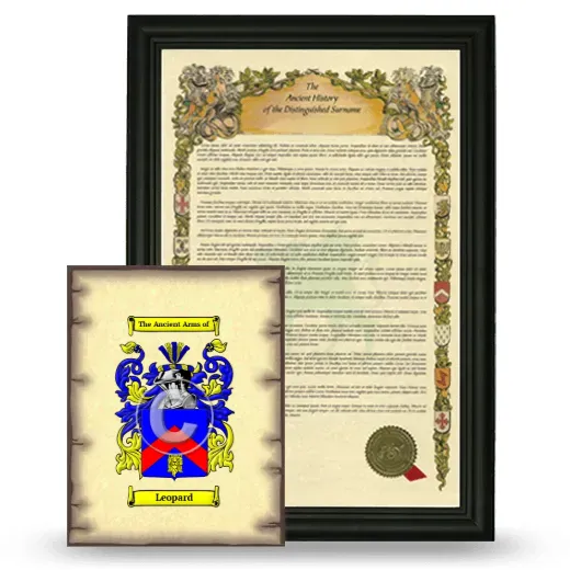 Leopard Framed History and Coat of Arms Print - Black