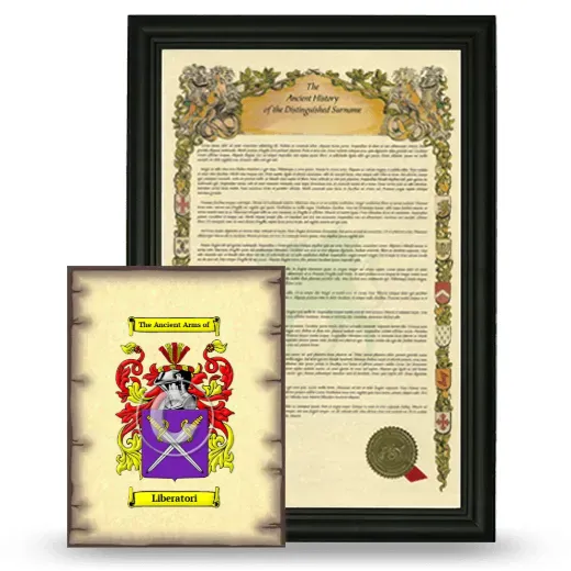 Liberatori Framed History and Coat of Arms Print - Black