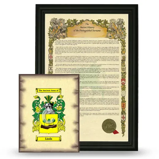 Linda Framed History and Coat of Arms Print - Black