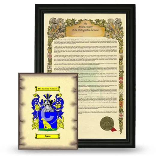 Luca Framed History and Coat of Arms Print - Black