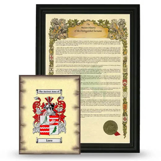 Luco Framed History and Coat of Arms Print - Black