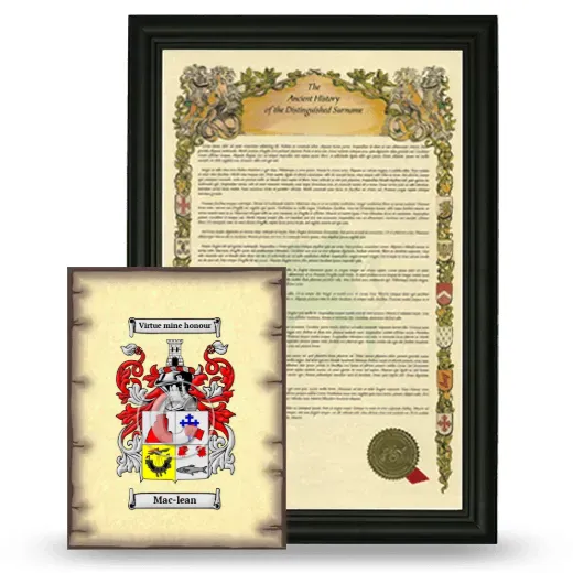 Mac-lean Framed History and Coat of Arms Print - Black