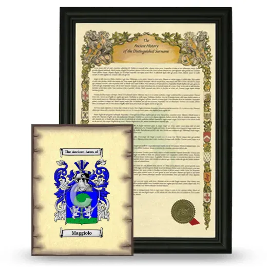 Maggiolo Framed History and Coat of Arms Print - Black