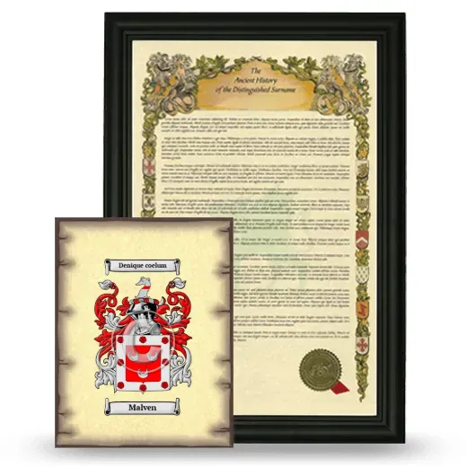 Malven Framed History and Coat of Arms Print - Black