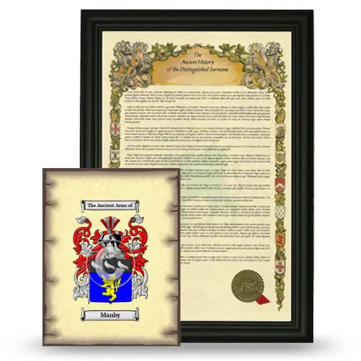 Manby Framed History and Coat of Arms Print - Black