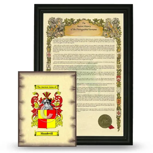Mandevill Framed History and Coat of Arms Print - Black